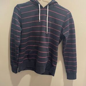 Striped Hooded Pullover Sweatshirt - Black with Pink Stripes